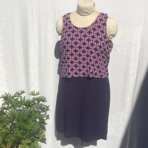 Charming Charlie Sleeveless Top & Skirt Set Blue Pink Large